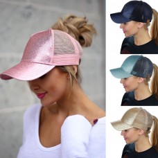 2018 Mujer Ponytail Baseball Cap Sequins Shiny Messy Bun Snapback Hat Sun Caps  eb-26949896